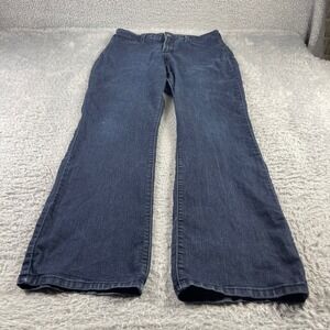 NYDJ Womens Bootcut Jeans Dark Wash Blue Stretch Denim Made in USA Size 14